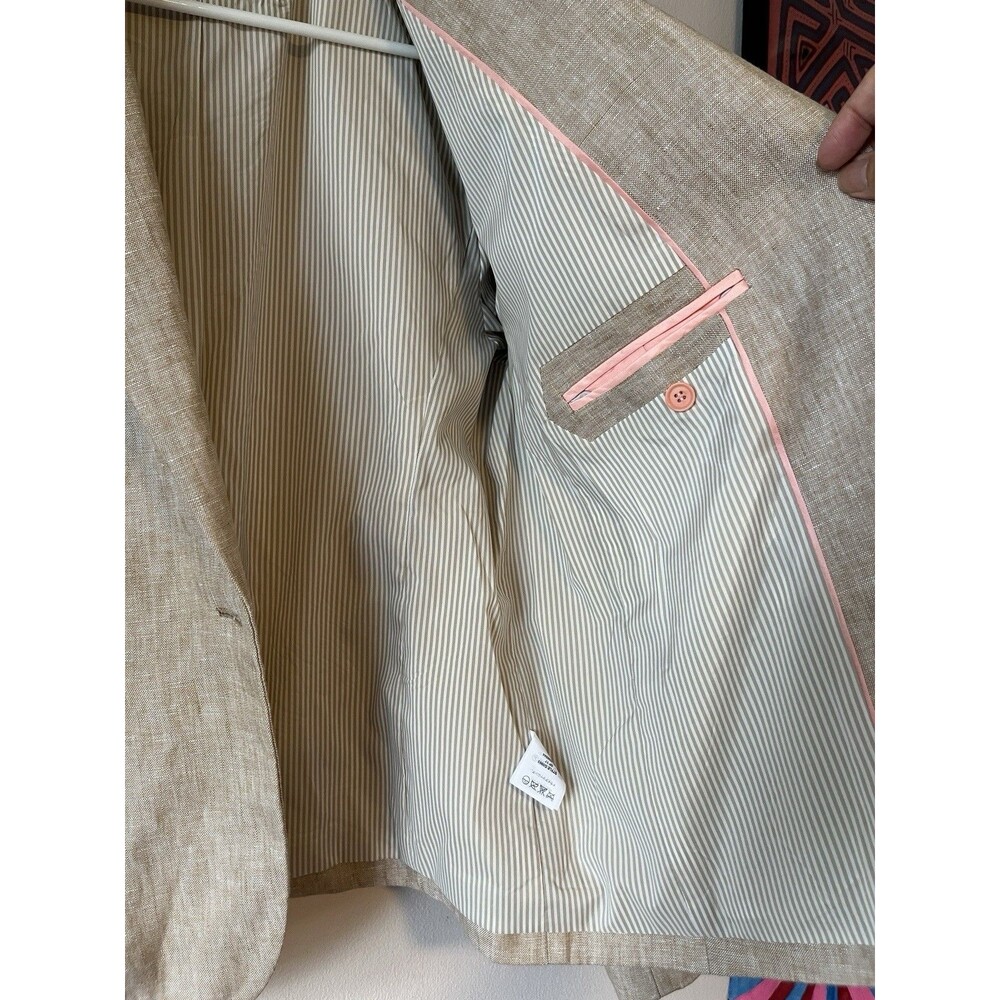 J.Crew Campbell Linen Blazer Jacket Nautical Buttons Tan Beige Women's 12 - Picture 3 of 8